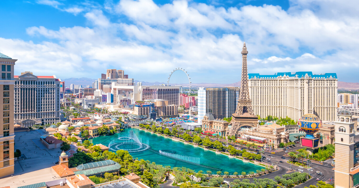 Aerial view of Las Vegas strip in Nevada