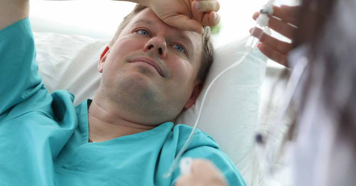Patient in hospital on a drip