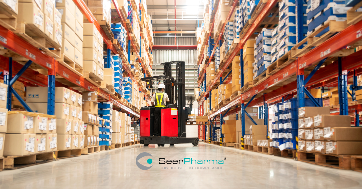 Warehouse with fork lift operator